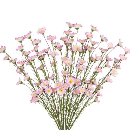 CITYES 10 Pcs Artificial Wildflowers with Stems Bulk Silk Spring Flowers 21 Inch Fake Forsythia Branches Pink Faux Wildflowers Floral Arrangements for Home Decor Indoor Outdoor Wedding Centerpieces - color: Pink