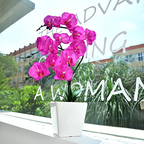 15" Tall Artificial Silk Phalaenopsis Orchid Flower Plant Pot Arrangements (Dark Blue-Purple) - color: Dark Blue-purple