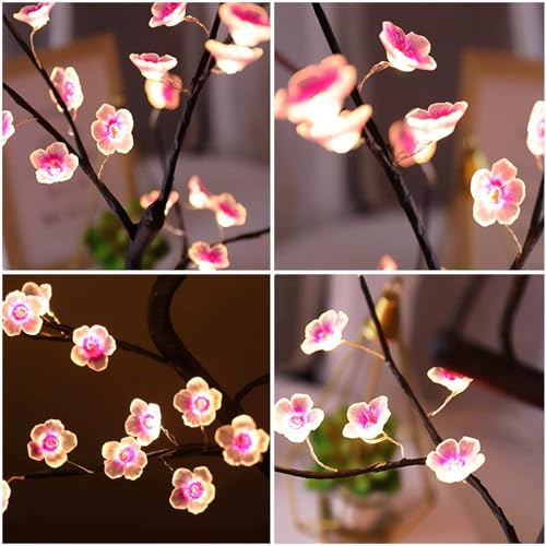 36 LED Cherry Blossom Sparkly Fairy Spirit Tree Lights, DIY Artificial Tree Battery/USB Operated, Tabletop Tree Lamp for Bedroom Christmas Indoor Room Decor Night Lights (Warm White) - color: Warm White, size: 36LED without Remote