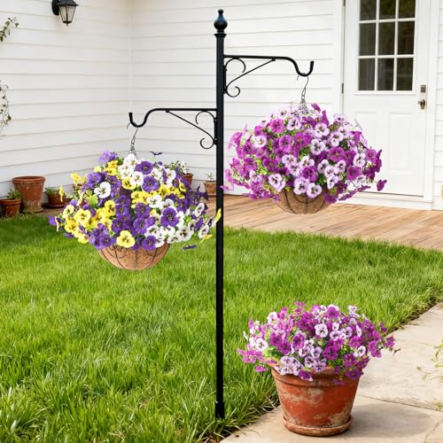 Artificial Fake Pansy Flowers for Outdoor, 12 Pcs Faux Silk Pansies Flower for Spring Summer Decoration, UV Resistant Fake Plants for Outside Planter Porch Yard Patio Home Decor(Gradient Purple Red) - color: Gradient Purple Red