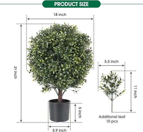[Set of 2] 4ft Artificial Outdoor Topiary Trees, UV Protected Faux Boxwood Spiral Trees for Front Porch, Weather Resistant Fake Cedar Topiary in Pot for Home Entryway Garden Patio Decor (Green)