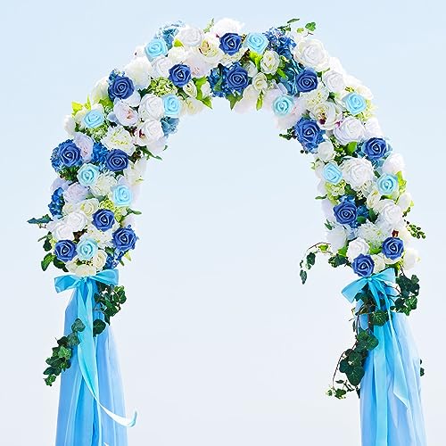 100pcs Blue Artificial Rose Flower Heads, 3inch White Foam Roses Bulk Stemless Fake Flower Heads for DIY Crafts,Cake Decoration Wedding,Baby Shower Flower Centerpieces(Shades of Blue) - color: Shades of Blue