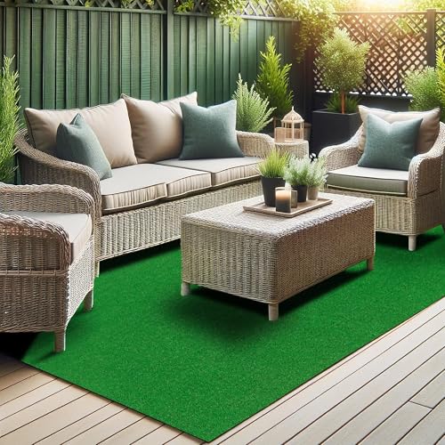 Sweethome Meadowland Collection Indoor and Outdoor Green Artificial Grass Turf Area Rug 6'6" X 9'3" Green Artificial Grass/Pet mat with Rubber Backed - color: Green Turf, size: 6'6" x 9'3" (Rectangular)