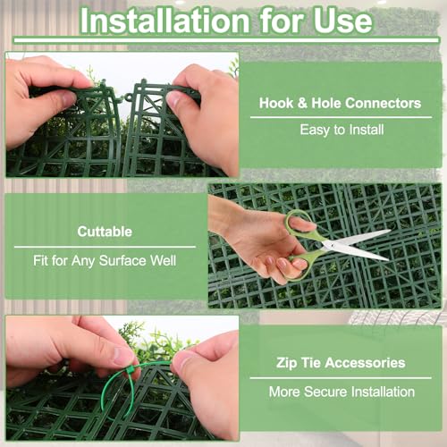 Luyue 6pcs Artificial Grass Wall Panels Greenery Backdrop 20”×20” Green Ivy Hedge Panel Greenery Grass Wall Decor Privacy Screen Wall Backdrop - color: 20"×20" - C