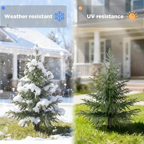 3FT Artificial Cedar Trees 2-Pack, Real Touch Faux Cedar Topiary Set in Black Pots, Indoor Outdoor Fake Evergreen Plants for Tabletop, Desk, Shelf Decor - color: 2, size: 3ft