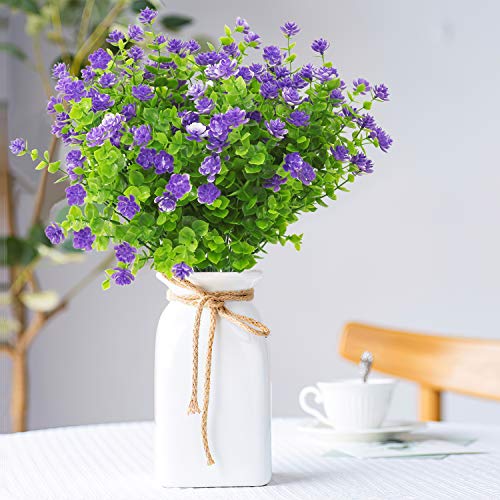 Artificial Flowers Outdoor Fake Flowers - 20 Bundles UV Resistant Faux Plastic Flowers Outdoors Greenery Shrubs for Outside Indoor Decoration(Purple) - color: Purple, size: 20 Bundles
