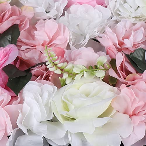 Artificial Flower Wall Panel Set of 12, Faux Floral Wall Panels, 12-Piece Set, Silk Rose & Dahlia Backdrop for Weddings, Events & Home Decoration