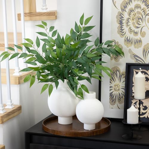 mizii 24pcs Italian Ruscus Artificial Greenery Stems Silk Green Leaves 20in Fake Spray Plants Stem Garland Greenery Decoration for Centerpieces Wedding Arch Flower Bouquet Table Room Wall Decor (24)