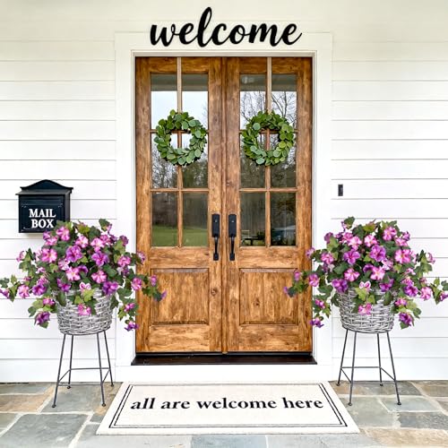 2PCS Artificial Petunia Flowers for Outdoors, Fake Flowers for Outdoor Planters UV Resistant Faux Silk Petunias for Garden Porch Yard Balcony Patio Realistic Home Kitchen Decor(Gradient Purple) - color: C-gradient Purple