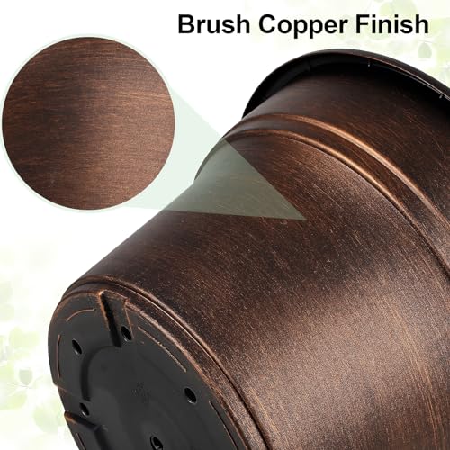 Plant Planters Pots Set of 4 Pack 13 Inch，Large Plastic Flower Pot For Indoor Plants With Drainage Holes & Trays, Resin Decorative Container Sets With Saucer For House Outdoor Garden Plant Copper - color: Copper, size: 13 inch-4 pack