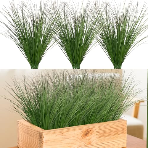 Ttranewsoo 24PCS Realistic Minimalist Artificial Grass, Green, 17 inches, Plastic, Perfect for Indoor and Outdoor Decoration - color: Dark Green24