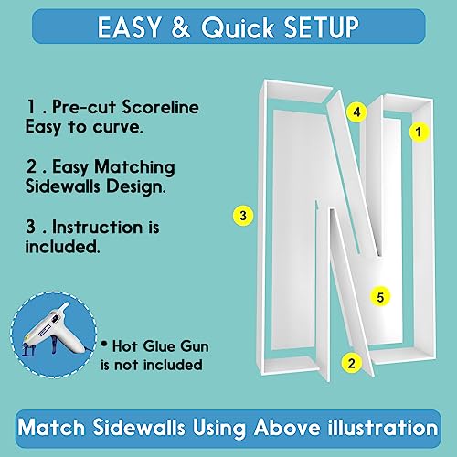 2FT Letter N Mosaic Balloon Frame Letter DIY Fillable Letters Kit for Birthday Party Wedding Backdrop Decor - color: Letter N, size: 2FT