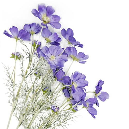Purple Artificial Flowers Calliopsis Silk Flower Arrangements, 4 Pcs Long Stem Cosmos Plastic Flowers for Vase, 23.6 Inch Wildflowers Artificial Flowers Bulk for Decor, Wedding Centerpieces, Garden - color: Deep Purple, size: 4pcs