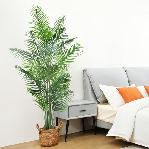 ANTING Artificial Areca Palm Plant Faux Tropical Tree 6.1FT, Fake Palm Tree Indoor Decor with 15Trunks for Home Office Garden Hotel Decor Gift（1pack）
