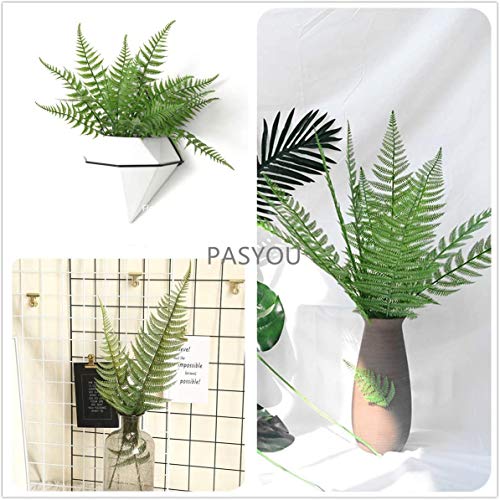 PASYOU Artificial Foliage Plants, Fake Plastic Grass Faux Shrubs Simulation Fern Leaf Real Decoration for Indoor Outdoor Home Decor Garden Party Balcony Patio Planter Filler DIY - Ferns Leaves 10 Pcs - color: Fern Leaves - 10 Pcs