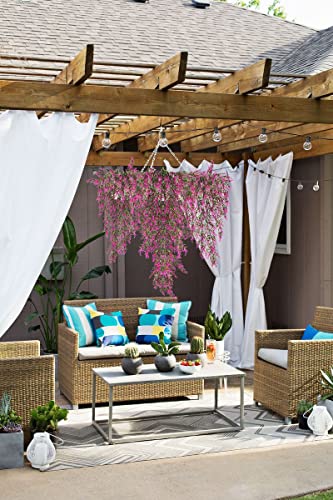 RECUTMS Artificial Purple Lavender Hanging Plants, 4Pcs 30.3 Inches UV Resistant Plastic Trailing Greenery Garlands for Outdoor Home Room Garden Patio Farmhouse Wedding Front Porch Party Indoor Decor - color: Fuchsia