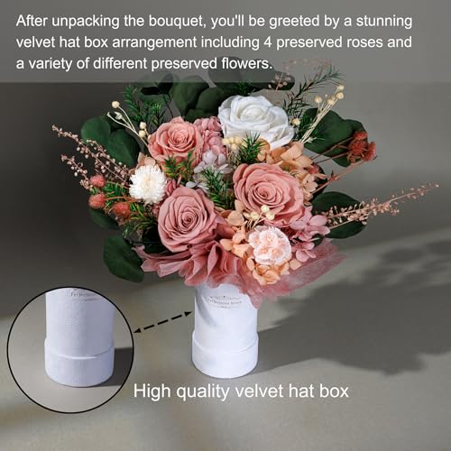 Perfectione Roses 4 Roses Mixed Bouquet for Mother's Day, Flowers for Delivery, Preserved Flowers Birthday Gift for Women Mom Wife Grandma Her, Dusty Rose - color: Dusty Rose 4 Roses