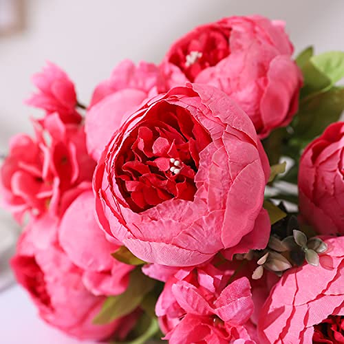 Duovlo Springs Flowers Artificial Silk Peony Bouquets Wedding Home Decoration,Pack of 1 (Spring Pink) - color: Spring Pink