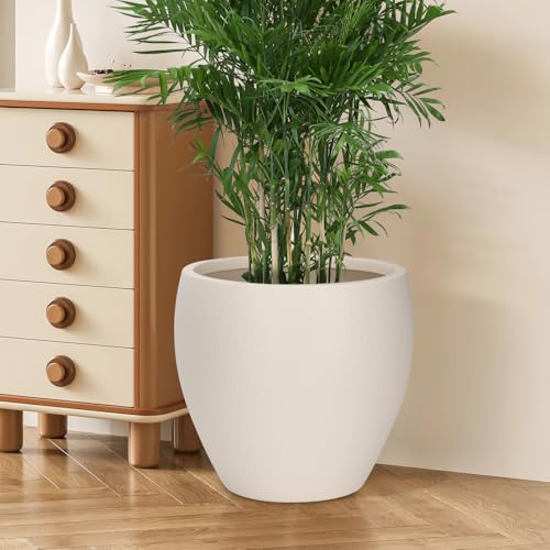YNNICO Plant Pots 17.5/14.8/12.2 inch Set of 3, Flower Pots with Drainage Holes, Large Planters for Indoor Outdoor Garden Plants and Flowers. (Light Beige) - color: Light Beige