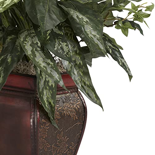 Nearly Natural Mixed Greens & Anthurium with Decorative Vase Silk Plant