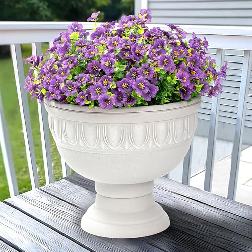 Artificial Flowers for Outdoor Indoor Garden Home Decoration, Faux Flower Daisy with Eucalyptus Leaves Fake Plants Greenery Boxwood Porch Patio, 12 Bundles - color: Purple