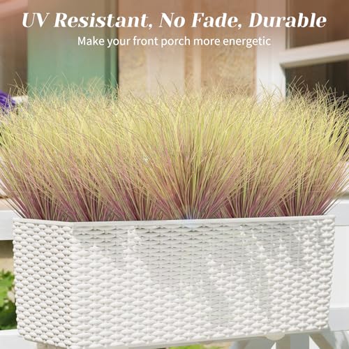 80 Bundles Fake Grass Plants Artificial Plants Outdoor Faux Plants Tall Shrubs Wheat Grass Greenery Stems UV Resistant Onion Grss for Outside Planters Indoor Room Vase Home Decor（Light Purple） - color: Light Purple, size: 80-Pack