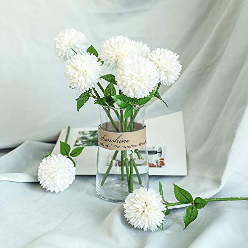 Floweroyal 12pcs Artificial Chrysanthemum Ball Flowers Silk Hydrangea Bridal Wedding Bouquet for Home Garden Party Office Coffee House Decoration (Cream White) - color: White-12pcs