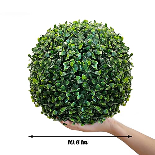 Sunnyglade 2 PCS 10 inch 4 Layers Artificial Plant Topiary Ball Faux Boxwood Decorative Balls for Backyard, Balcony,Garden, Wedding and Home Décor (10 inch) - size: 10 inch