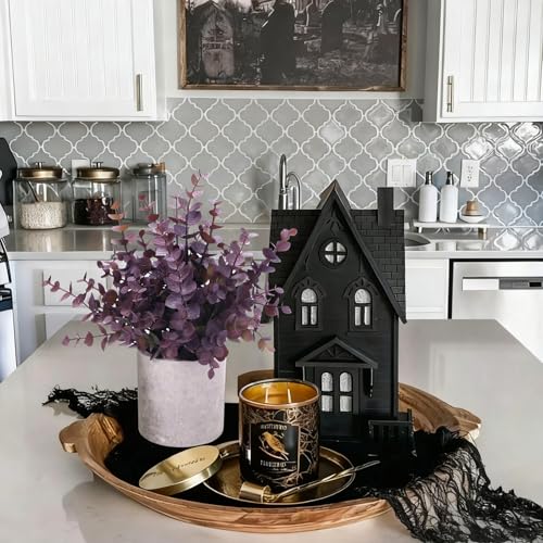 Coferset 2 Pack Small Fake Plants Eucalyptus Potted Artificial Plants Fall Decorations for Home Shelf Office Bathroom Desk Farmhouse Room Coffee Table Decor Halloween Decor (Plum) - color: Plum-small