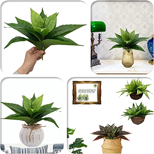 Artificial Agave Fake Plant, Faux Shrubs Bushes Plants for Indoor Outdoor Bedroom Garden Greenery UV Resistant Leaves Home Decor Wedding Party Office Planter Filler DIY Decoration Green 4 Pack - color: Agave Grass/ Green / 4 Pack