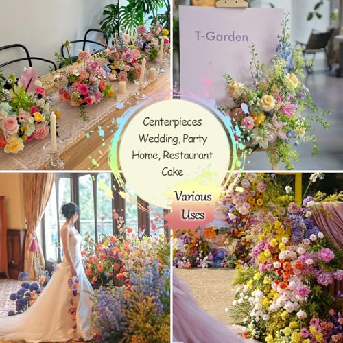 Colorful Artificial Flowers Combo Box Set Rainbow Silk Roses with Stems Sunflower DIY Bridal Wedding Bouquets Cake Fake Floral Arrangements Baby Shower Party Table Centerpieces Home Decor Bulks - color: Rainbow, Colorful