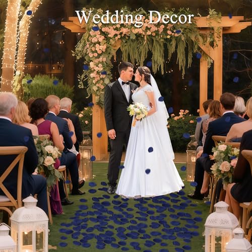 SITUMEIZI 400PCS Artificial Rose Petals Navy Blue Fake Silk Flower Petals for Romantic Night for Her Set Valentine's Day, Wedding, Proposal Anniversary Decorations - color: Blue