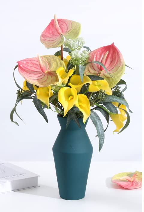 Rikyo 5Pc 24in/61cm Artificial Anthurium Lily Flowers Permanent for Home Decor Bouquet for Home Bridal Wedding Festival Party,Crafts,Store Decor Small Flower Bouquet Accessories(Light Pink) - color: Light Pink