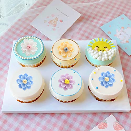 20Pcs Resin Flowers Cupcake Toppers 3D Multicolor Flowers Cake Topper for Bridal Shower Engagement Baby Shower Girls Birthday Wedding Anniversary Fairy Floral Party Table Decorations - color: Flower-3