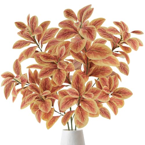 Gresorth 3 Pcs Artificial Yellow Leaves Branches 27.5" Faux Fall Leaf Long Stems Fake Autumn Plant Decoration for DIY Bouquet Filler Bedroom Indoor Kitchen Thanksgiving Table Party - color: Yellow Branches