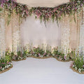 AOFOTO 7x7ft Wedding Backdrop Romance Archway Bridal Shower Flowers Wall Curtain Cradle Ceremony Banner Background for Photography Vinyl Anniversary Birthday Party Decoration Photoshoot Studio Props - size: 7x7ft