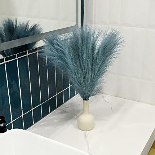 6 PCS Faux Pampas Grass Arrangement - 18"/45cm Artificial Fluffy Pompous Grass Stems for Boho Chic Home and Wedding Decor (Dust Blue) - color: B3- Dust Blue