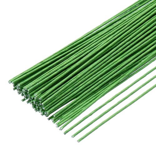MECCANIXITY 100pcs Green Floral Wire Stems Bendable 0.9mm 20 Gauge Florist Wire for Artificial Flower Making Crafts Wreaths Supplies - color: Green, size: 0.9mm