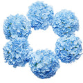 DuHouse Artificial Hydrangea Silk Flower Heads with Stem Fake Blue Hydrangea Bigger Flowers for Wedding Home Garden Centerpiece Pack of 6 - color: Blue