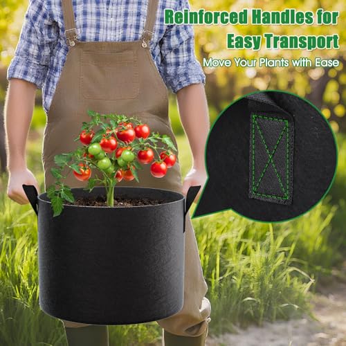 FEED GARDEN 10 Gallon Grow Bags 4 Pack – 300G Thickened Fabric Plant Pots with Reinforced Handles, Breathable Drainage Planters for Vegetables, Tomatoes, Herbs, Indoor & Outdoor Gardening - size: 10 Gallon