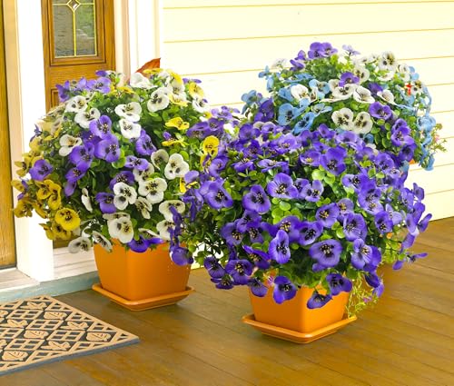 Artificial Flowers for Outdoors Fake Plants, 12pcs Fake Flowers Artificial Plants Outdoor UV Resistant,Silk Faux Flowers Shrubs Greenery Plants for Porch Garden Patio Window Box Decor - color: Purple, size: 12