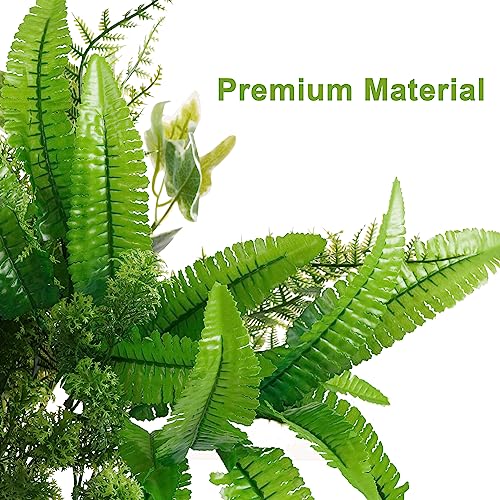 PARTY JOY 14 Bunches Fake Plants Outdoor, Fake Bushes UV Resistant Artificial Flowers Greenery Shrubs Faux Greenery for Outdoor Garden Patio Front Porch Yard Decor - color: Greenery
