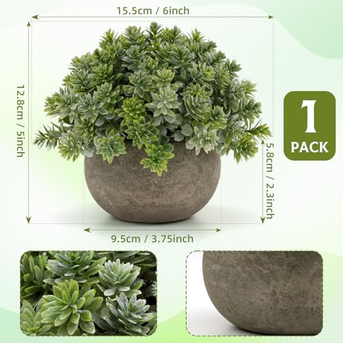 Gresorth 4.72 Inch Small Artificial Sage Potted Plant Decoration in Pulp Pots Fake Greenery Topiaries Model Realistic Vivid Bonsai Display for Home Table Photography Prop - 1 PCS - color: A - 1 Pcs