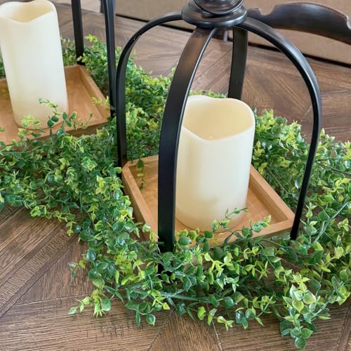 CQURE 4Pcs Faux Eucalyptus Garland, Artificial Eucalyptus Leaves Hanging Vines Table Greenery Garland for Wedding Backdrop Arch Wall Table Party Indoor Outdoor Decor - size: 4 Pack