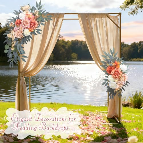 Wedding Arch Flowers (2-Pack), Artificial Dusty Rose Floral Arch Decorations for Weddings Ideal for wedding welcome signage Decorations , banquet backdrop arrangements, and bridal parties (Orange) - color: Orange