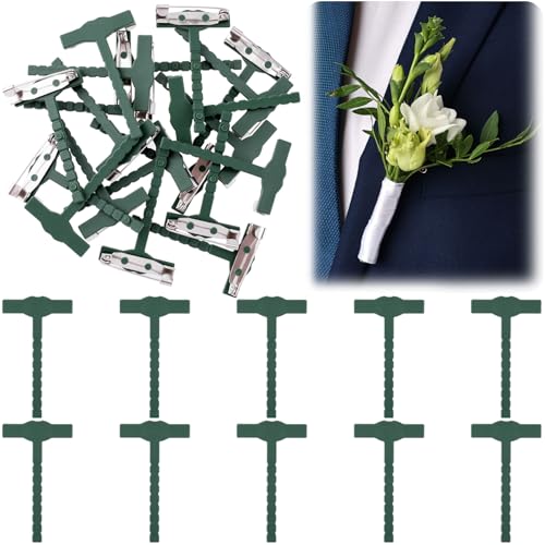 Boutonniere Safety Pins, Plastic Corsage Pins Safety Clips for Bride Groom, Tiny Boutonniere Brooch Supplies - color: Green-10pcs
