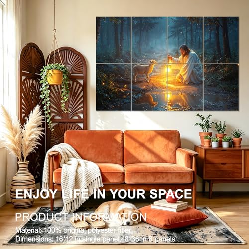 Mollywell Art Acoustic Panels, 48x32 in, The Lost Lamb | Self-Adhesive, Reduces Echo, Sound Absorbing, Modern Art Wall Decor, Living Room, Studio, Bedroom, Office - color: The Lost Lamb, size: 8 Pack Art