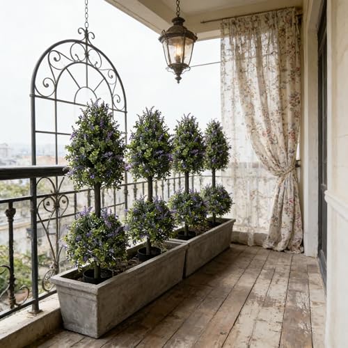 ALL SEASON GREEN Artificial Plants Topiary Tree, 40'' Purple Lavender Faux Flowers Potted Outdoor Plant, Front Porch Decor - size: 40'' Tall