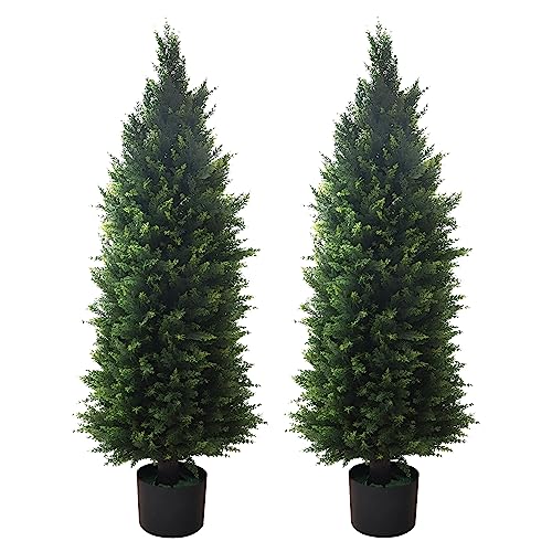 Artificial Cedar Topiary Tree, 2-Set, 4 Feet Tall - size: 48 Inch
