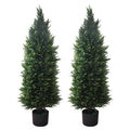 Artificial Cedar Topiary Tree, 2-Set, 4 Feet Tall - size: 48 Inch